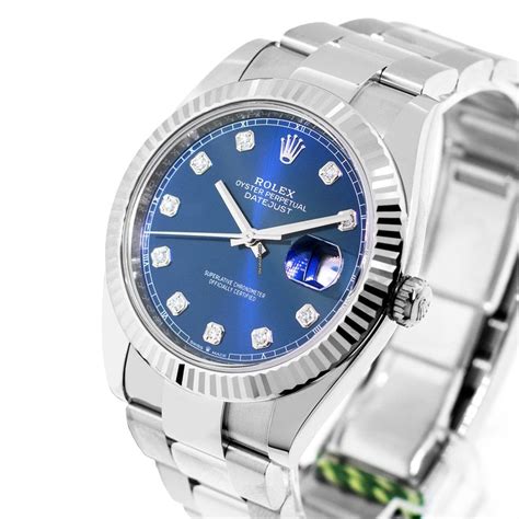 rolex datejust ii steel and white gold blue dial|Rolex Datejust 41 blue.